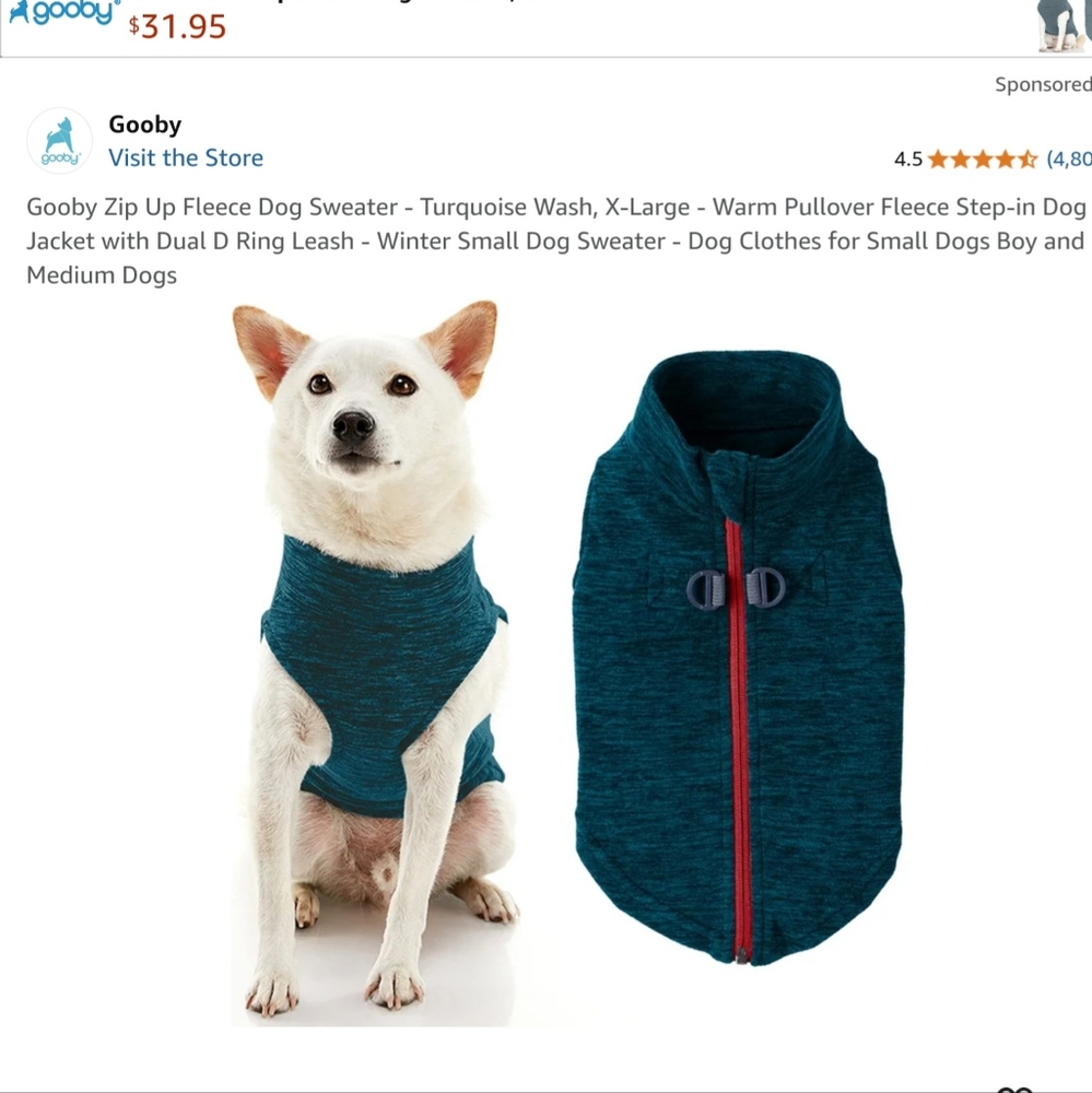 Dog sweater Gooby Fleece Wash Small NWT